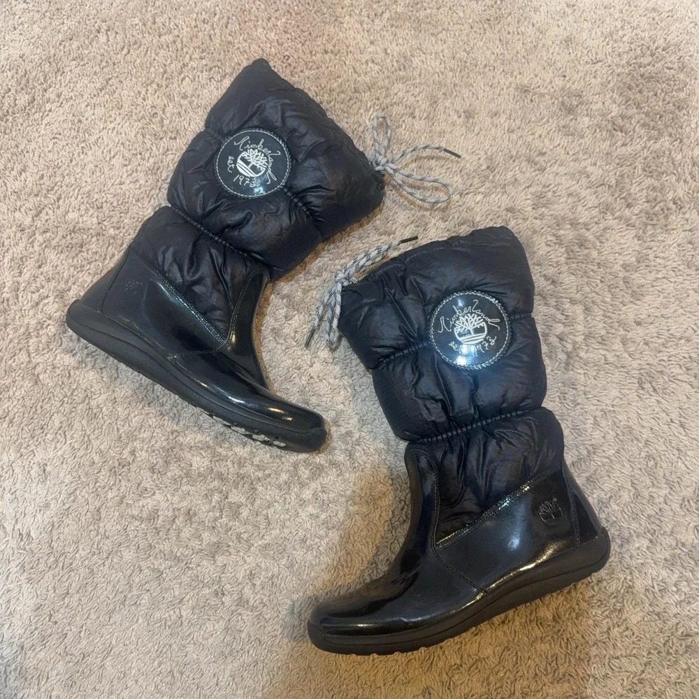 Timberland Boots Girls Size 6 Black Puffer Snow Fur Lined Winter 72935M